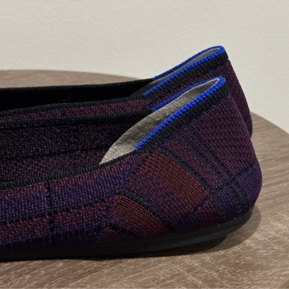 Rothys Square Toe Cranberry Plaid Flat Shoes - Picture 7 of 11